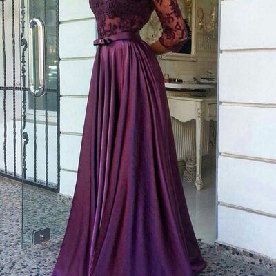 Elegant wine red burgundy lace mother of bride/ groom dress evening formal dress prom dress