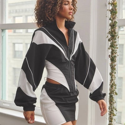 Mesh track set skirt - black