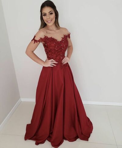 Elegant Red Lace Off the Shoulder Mother of Bride/ Groom Dress Evening Formal Dress Prom Dress