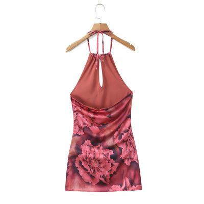 Summer cool vacation leisure strap halter neck sexy backless dress