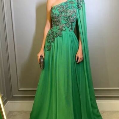 Elegant green beading crystals mother of bride/ groom dress evening formal dress prom dress