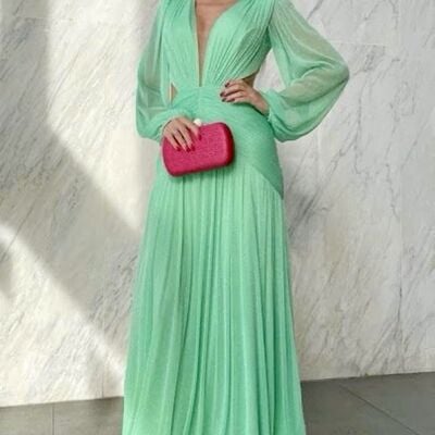 Elegant light green simple mother of bride/ groom dress evening formal dress prom dress