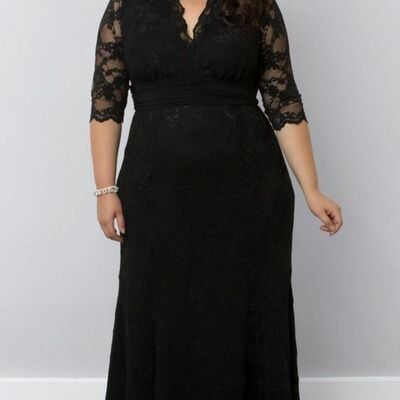 Plus size black lace mother of bride/ groom dress evening formal dress prom dress