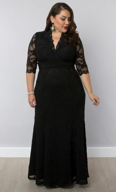 Plus Size Black Lace Mother of Bride/ Groom Dress Evening Formal Dress Prom Dress