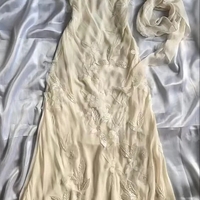 Spaghetti Strap Champagne Long Prom Dresses With Beading - Thumbnail 1