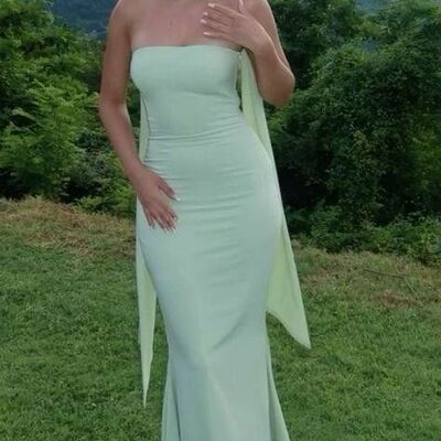 Simple mint green sheath prom dress formal dress evening gowns