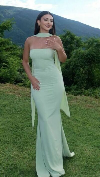 Simple Mint Green Sheath Prom Dress Formal Dress Evening Gowns
