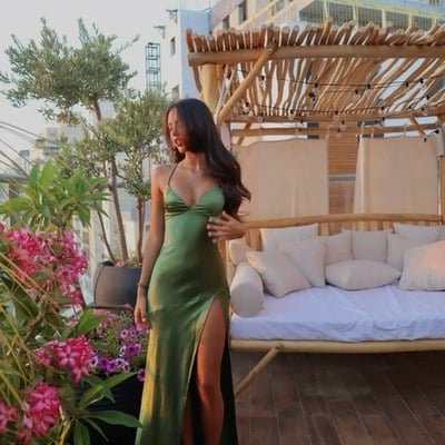 Green sexy spaghetti straps prom dress long evening dresses with split  ,pd231400