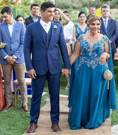 Plus Size Blue Lace Appliques Mother of Bride/ Groom Dress Evening Formal Dress Prom Dress