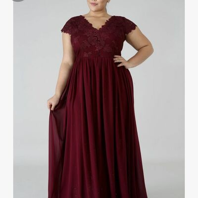Wine red burgundy lace mother of the bride/ groom dresses evening prom formal gowns