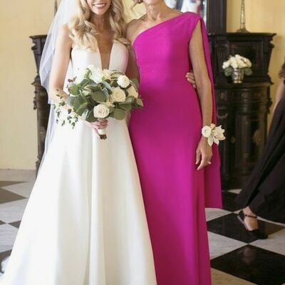 Simple sheath one shoulder hot pink fuchsia mother of the bride/ groom dresses evening prom formal gowns