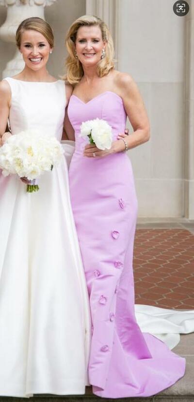 Elegant Pink Handmade Flower Mother of the Bride/Groom Dress Evening Formal Prom Dress