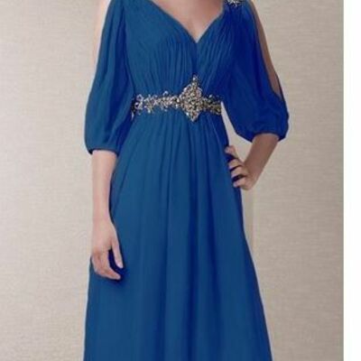 Elegant sheath blue beading mother of the bride/groom dress evening formal prom dress