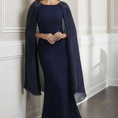 Elegant sheath navy blue mother of the bride/ groom dresses evening prom formal gowns