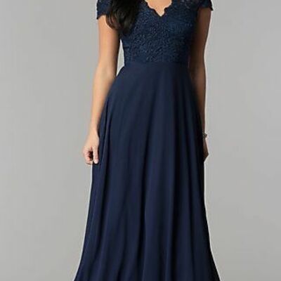 Elegant sheath navy blue lace appliques mother of the bride/ groom dresses evening prom formal gowns