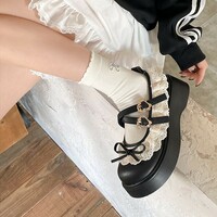 Retro Lace Bowknot Mary Jane Shoes - Thumbnail 5