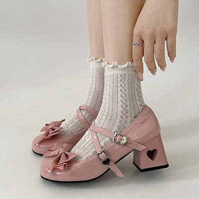 Sweet Bowknot Heels With Hollow Heart