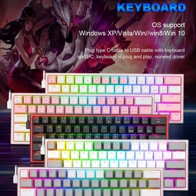Redragon k617 rgb usb mini mechanical gaming keyboard | 61 keys | red switches | wired