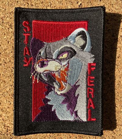 Stay Feral Raccoon 4” Embroidered Patch