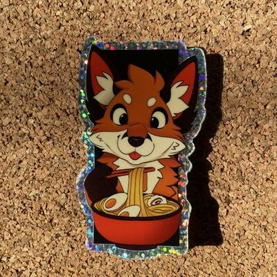 Glitter ramen fox 2” vinyl sticker 