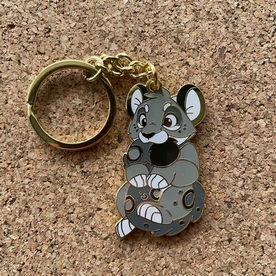 Snow leopard metal enamel keychain 