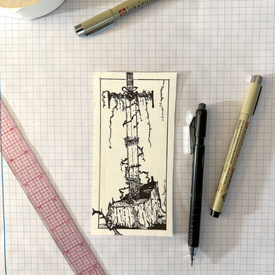 Sword original art sketch card bookmark