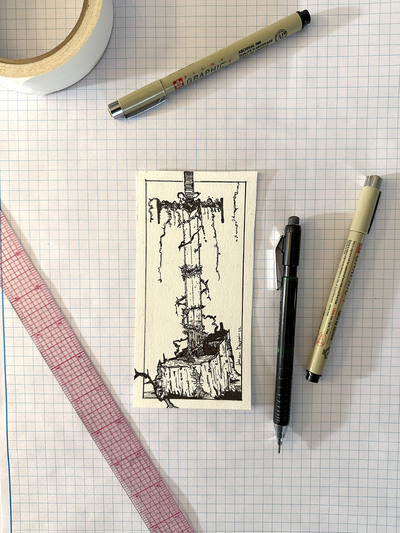 Sword Original Art Sketch Card Bookmark