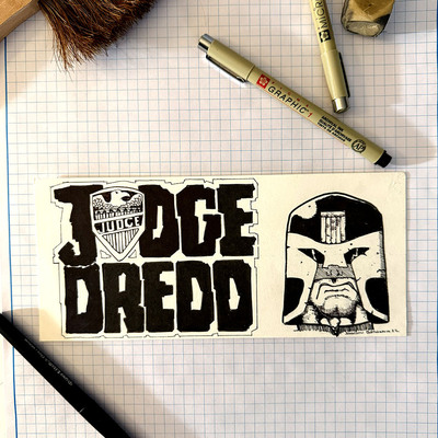 Judge dredd original art sketch card bookmark