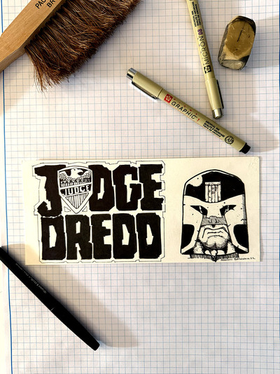 Judge Dredd Original Art Sketch Card Bookmark