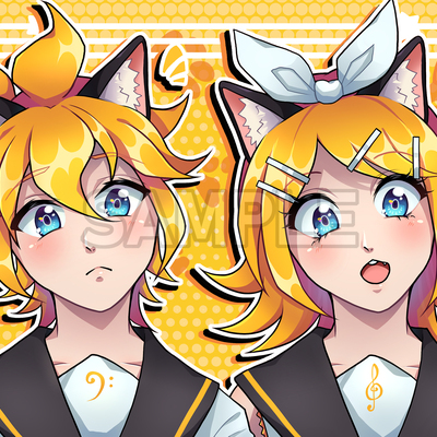 Vocaloid kagamine twins nekomimi switch prints