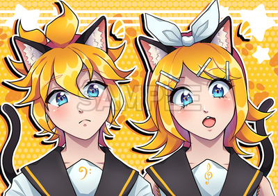 Vocaloid Kagamine Twins Nekomimi Switch prints