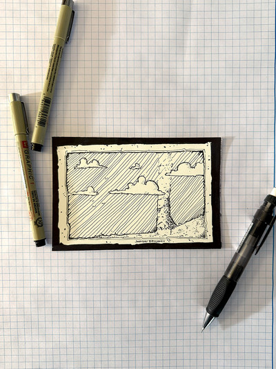 Sky Tower Original Art Sketch Card Bookmark