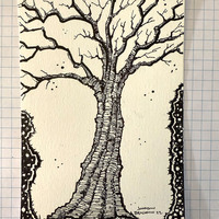 Dark Tree Original Art Sketch Card Bookmark - Thumbnail 1