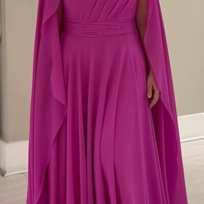 Elegant hot pink fuchsia handmade flower mother of the bride/groom dress evening formal prom dress