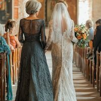 Classy Navy Lace Mother of the Bride/Groom Dress Formal Dress - Thumbnail 1