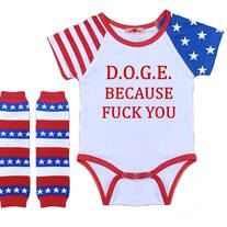 Donald Trump DOGE Because F U Funny Bodysuit Romper Outfit Shirt Set Uncensored