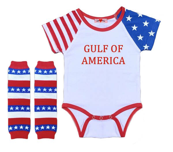 Gulf Of America Donald Trump Funny Bodysuit Romper Outfit Shirt Set