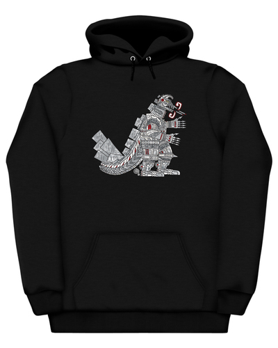 MechaGojirAzteca Black Hoodie FRONT PRINT