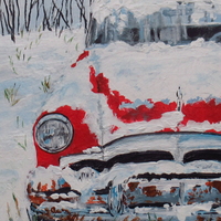 "The Silence Of Snow" Acrylic painting on paper, original artwork by N.E.Thompson, Artwork Size 8 x10 Inches - Thumbnail 1