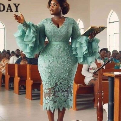 Sexy plus size blue lace tea-length african girls prom dress formal dress evening gowns