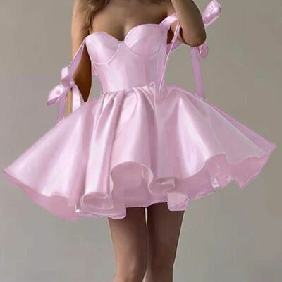 Pink mini short prom dress party gowns