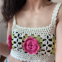 Fashion lazy pastoral color knitted flower hollow small sling - Thumbnail 6