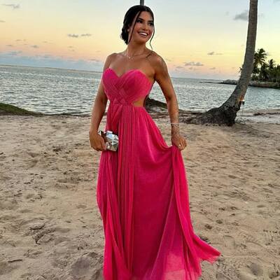 Sexy a line chiffon prom dress formal dress evening gowns