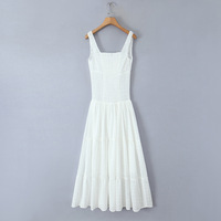 Retro romantic embroidery girl sexy square neck slim suspender dress - Thumbnail 3