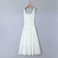 Retro romantic embroidery girl sexy square neck slim suspender dress - Thumbnail 4