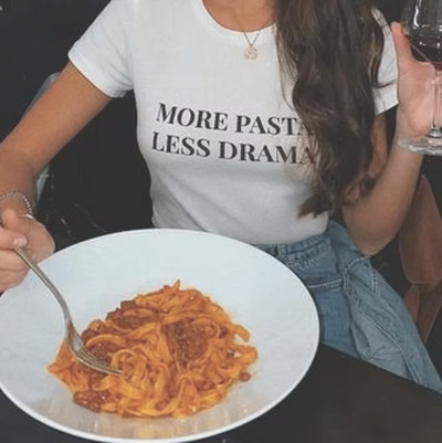 Free Shipping-MORE PASTA LESS DRAMA TEE