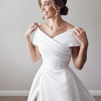 Sexy V-neck Satin Wedding Dress Bridal Dress Wedding Gown - Thumbnail 1