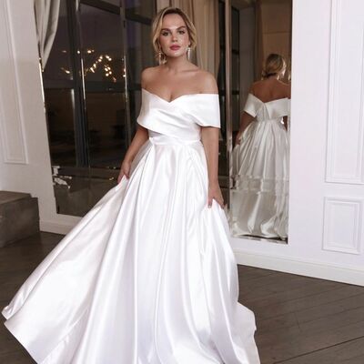 Sexy satin wedding dress bridal dress wedding gown