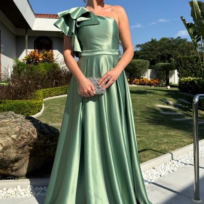  elegant sheath green one shoulder mother of the bride/groom dress evening formal prom dress