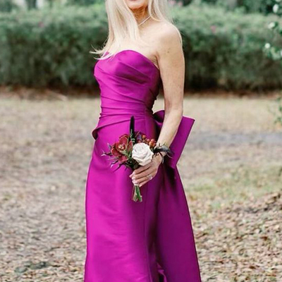 Elegant hot pink fuchsia sheath mother of the bride/groom dress evening formal prom dress
